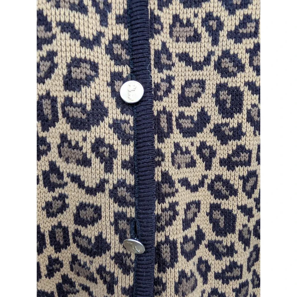 Vintage Tally Ho Animal Print Sweater Button Front Cardigan XL 1X Jacquard‎ Knit